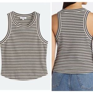 Kaleigh Taupe & Black Striped Cotton Tank Top